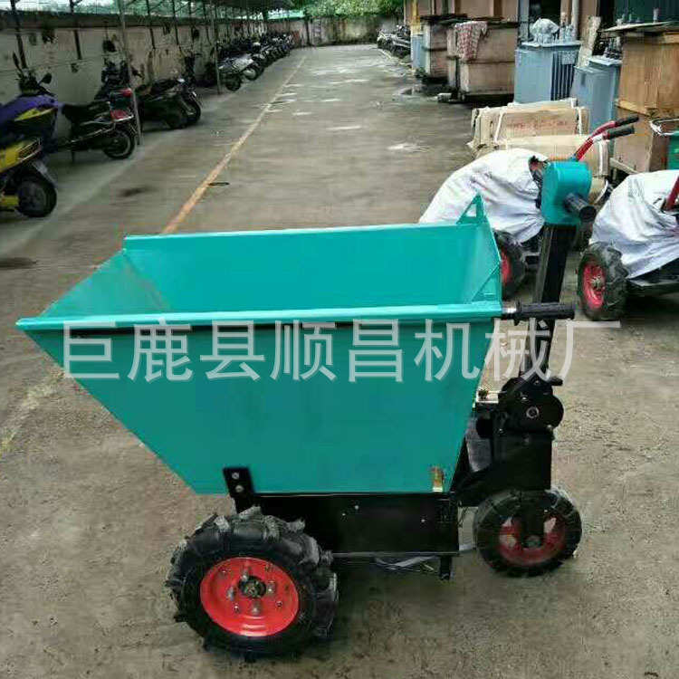 建筑工地电动手推车搬运车翻斗电动平板手推车养殖场推粪车