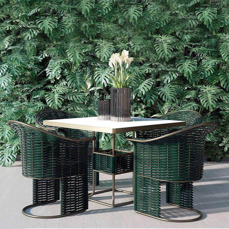 户外铝合金藤编桌椅庭院别墅花园露天防水防晒室外露台休闲藤椅