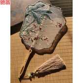 G3V刺绣团扇古风汉服扇子古风素雅苏绣宫扇竹子超仙流苏圆扇宫廷