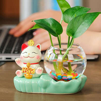 创意招财猫小摆件治愈系家居客厅电视柜酒柜办公室桌面工位装饰品