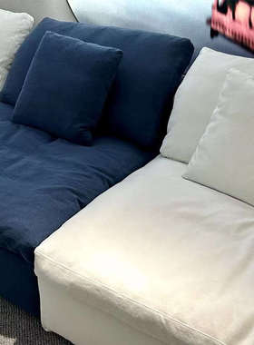 7K极简布艺直排羽绒cloud云沙发小户型民宿侘寂风奶油风棉麻可拆