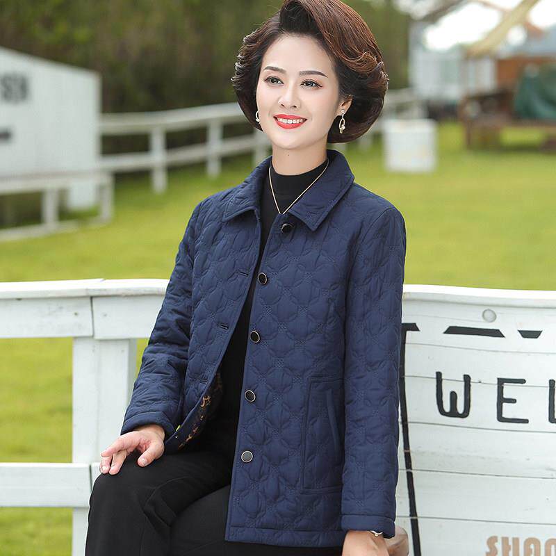 妈妈棉服女短款2024冬季新款休闲大码小个子棉衣中老年人加棉外套