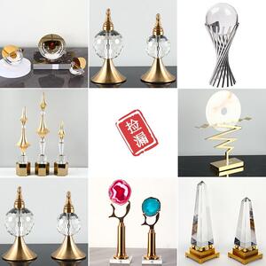 金属水晶摆件家居饰品客厅玄关电视柜水晶球桌面开放格创意软装