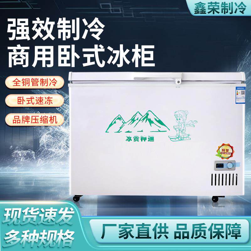 商用大容量卧式冰柜冰箱家用冷藏柜保鲜冷冻柜全铜管商用卧式速冻