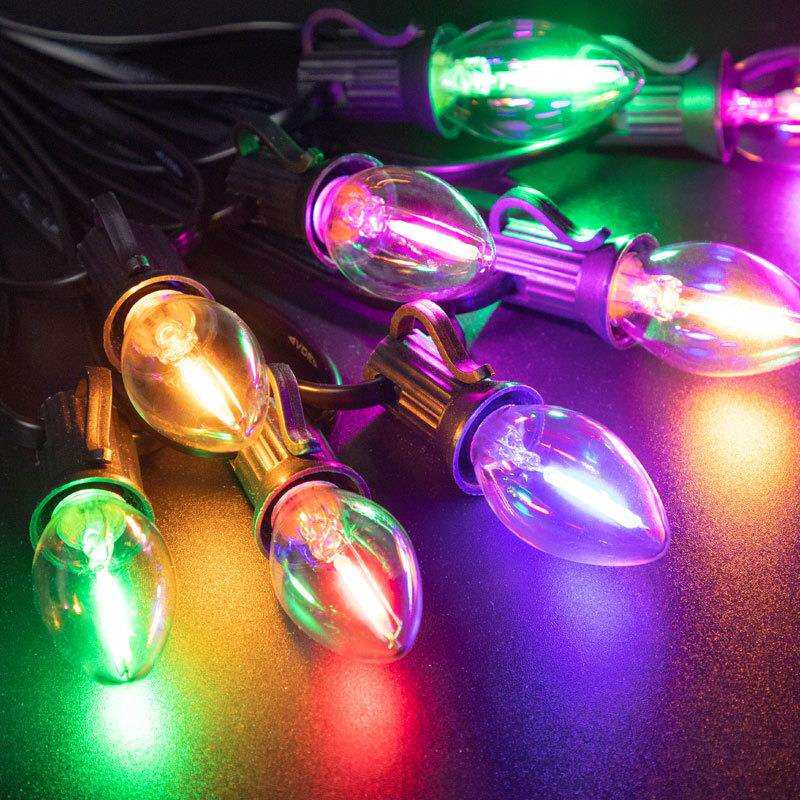 C7LED小灯泡美规彩色灯丝尖泡e12螺口0.5W节能圣诞灯串装饰灯跨境