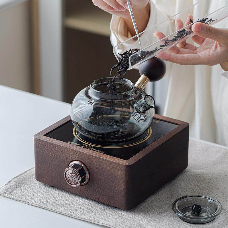 胡桃木玻璃煮茶壶烧水壶白茶煮茶器小型电热煮茶炉新款电陶炉专用