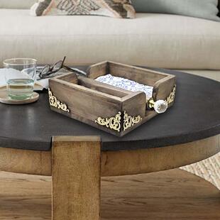 北欧实木方形纸巾盒桌面餐巾纸收纳压台水晶钻装饰厨房餐厅酒吧摆