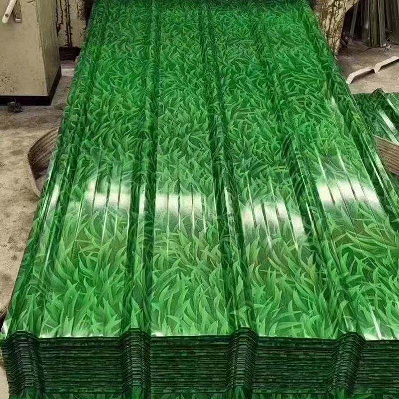 加工彩钢瓦铁皮白色彩钢板印花小草彩钢瓦围挡屋顶彩钢压型板