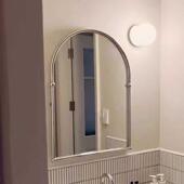 卫生间挂墙不锈钢梳妆镜 北欧式 法式 复古拱门形浴室镜子简约壁挂式