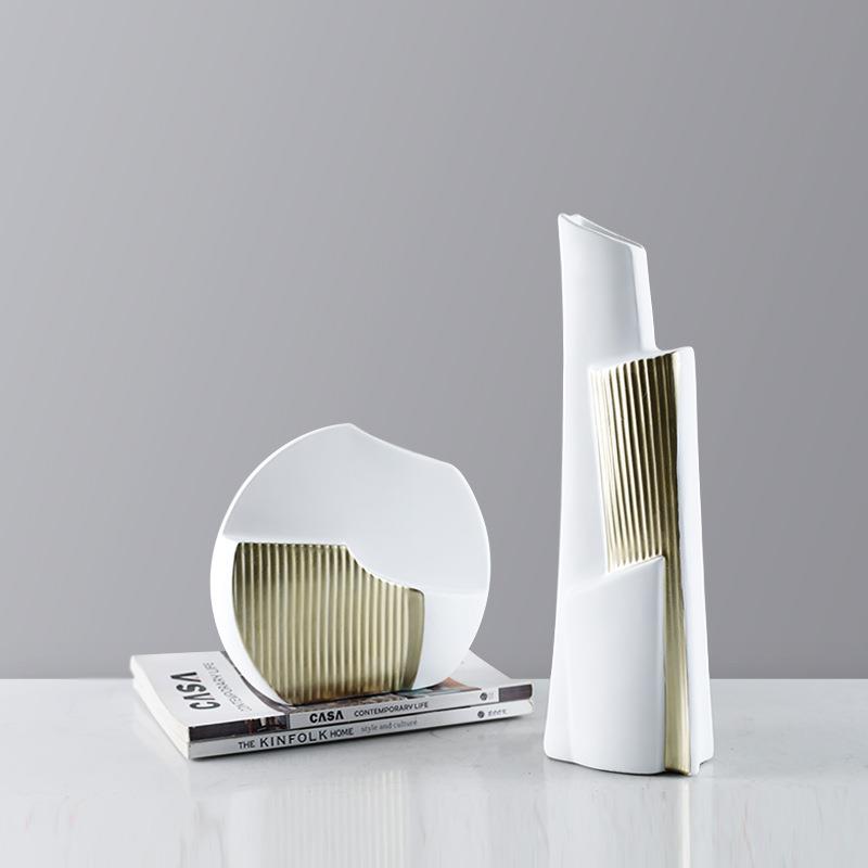 现代简约创意不规则树脂花器花瓶花插样板房售楼处家居桌面软装饰