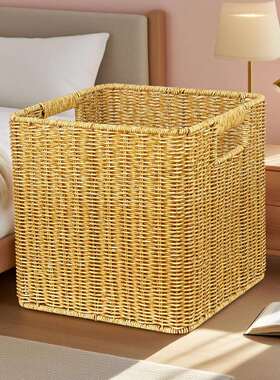 凰图工艺新款A125热销手工藤编织正p方形杂收物纳筐仿p藤编收纳篮