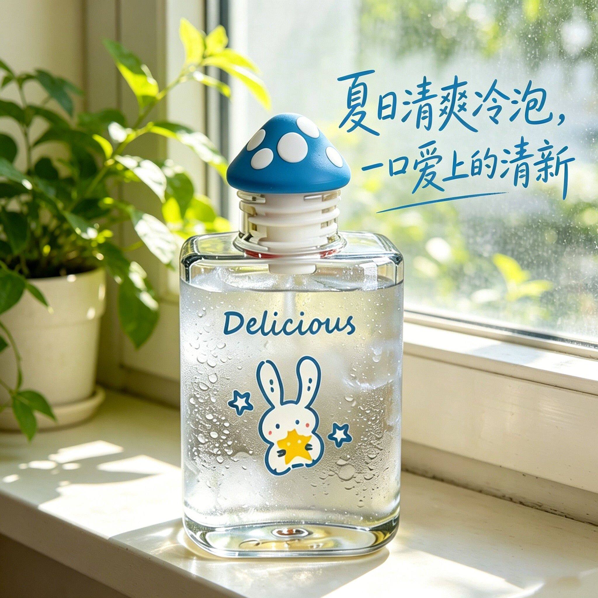 冷泡茶杯瓶子随行杯随行杯高硼硅玻璃杯蘑菇扁扁瓶耐高温高颜值