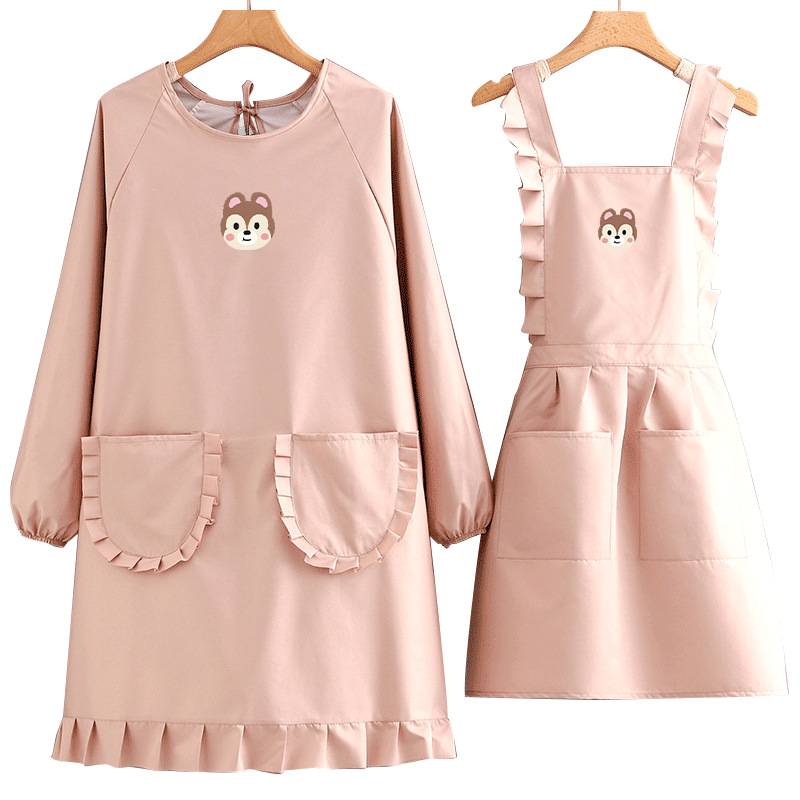 工作服时尚卡通长袖防水围裙套装