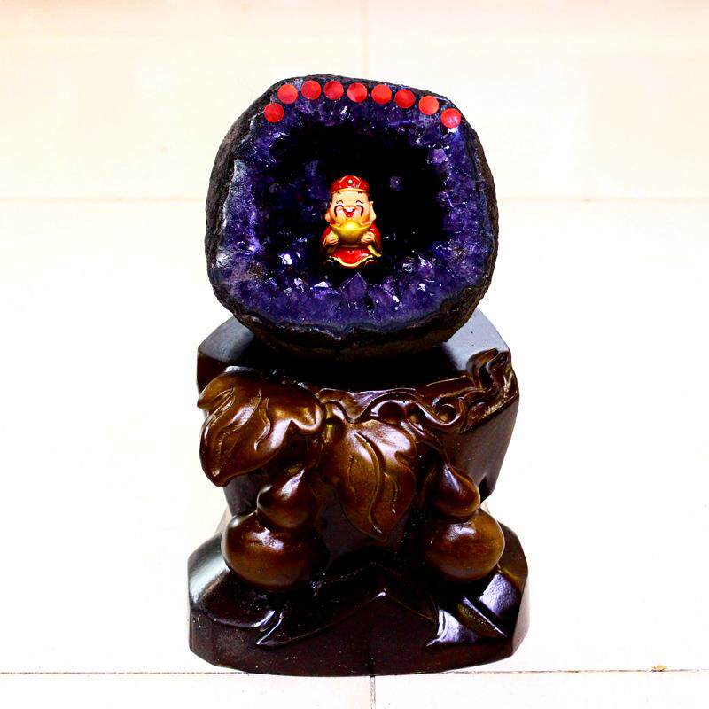 永韵 乌拉圭钱袋子 原石无水泥紫晶洞水晶洞聚宝盆紫晶簇摆件