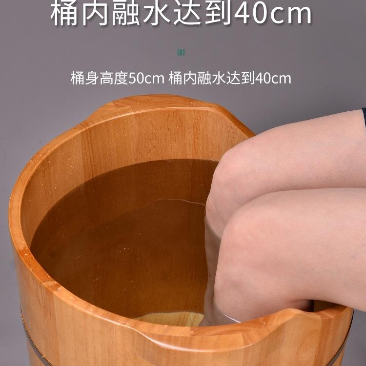 脚桶木过泡小腿木桶带排水高洗脚足浴木盆橡家用盆带轮F97MM5H5子