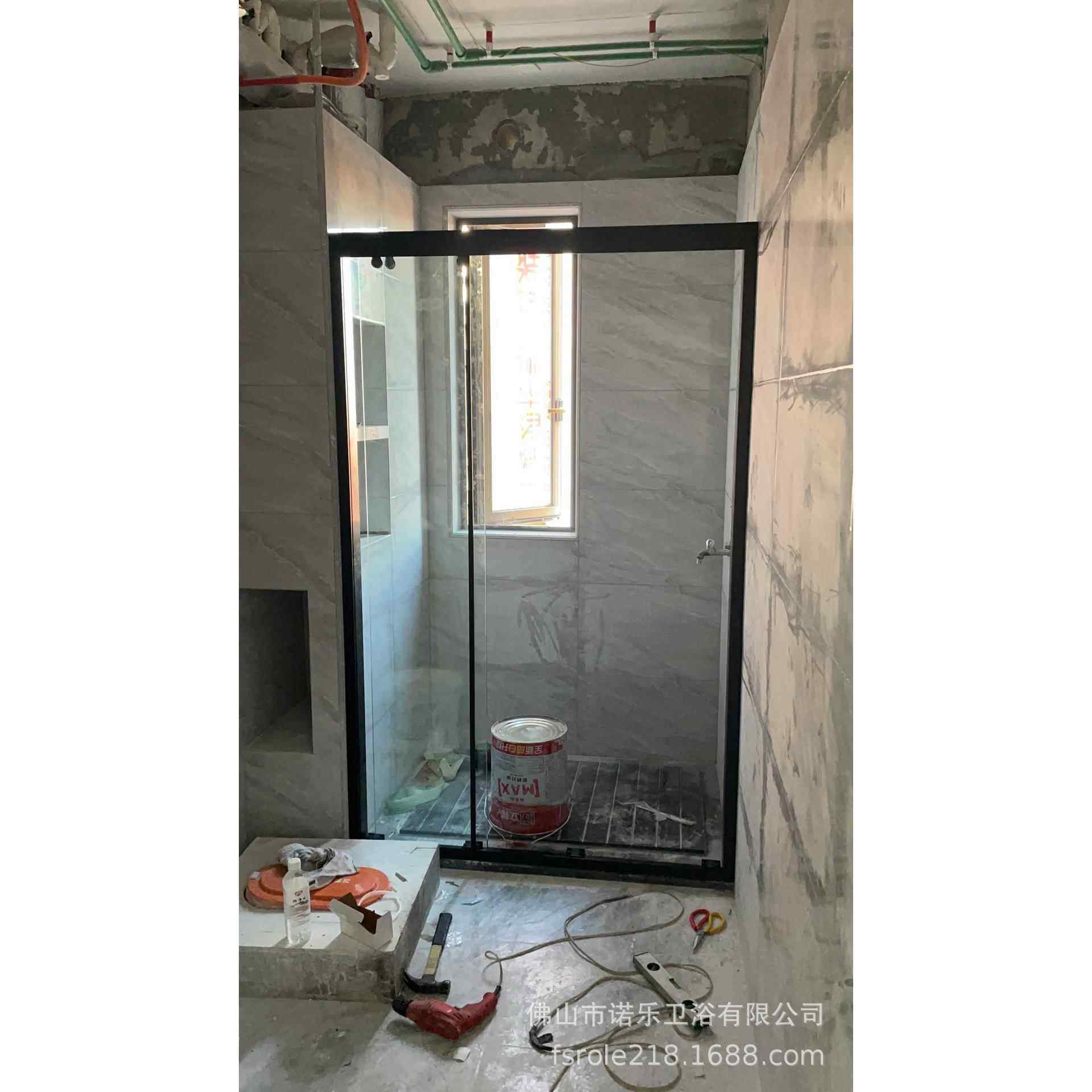 外贸批量工程杭州淋浴房干湿分离玻璃移门不锈钢网红极简