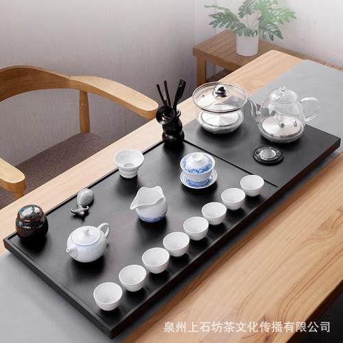 整WYK乌金石茶盘道套装全自动一体电磁茶炉烧水茶台套具石头茶厂