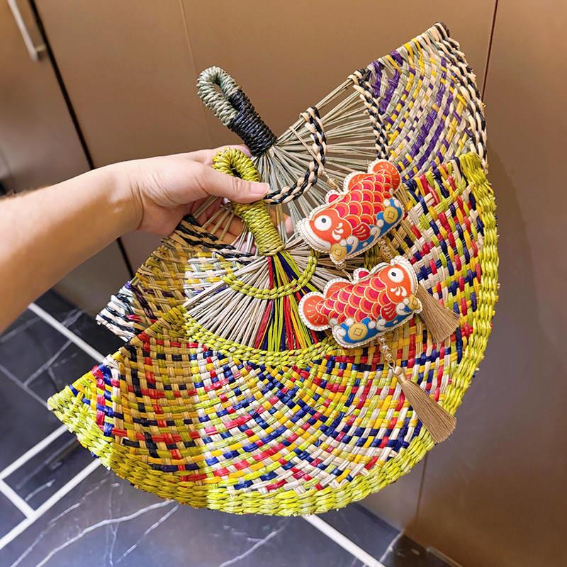 非遗夏天小扇子蒲扇可携式海草竹编织端午节手摇加厚随身中国风汉