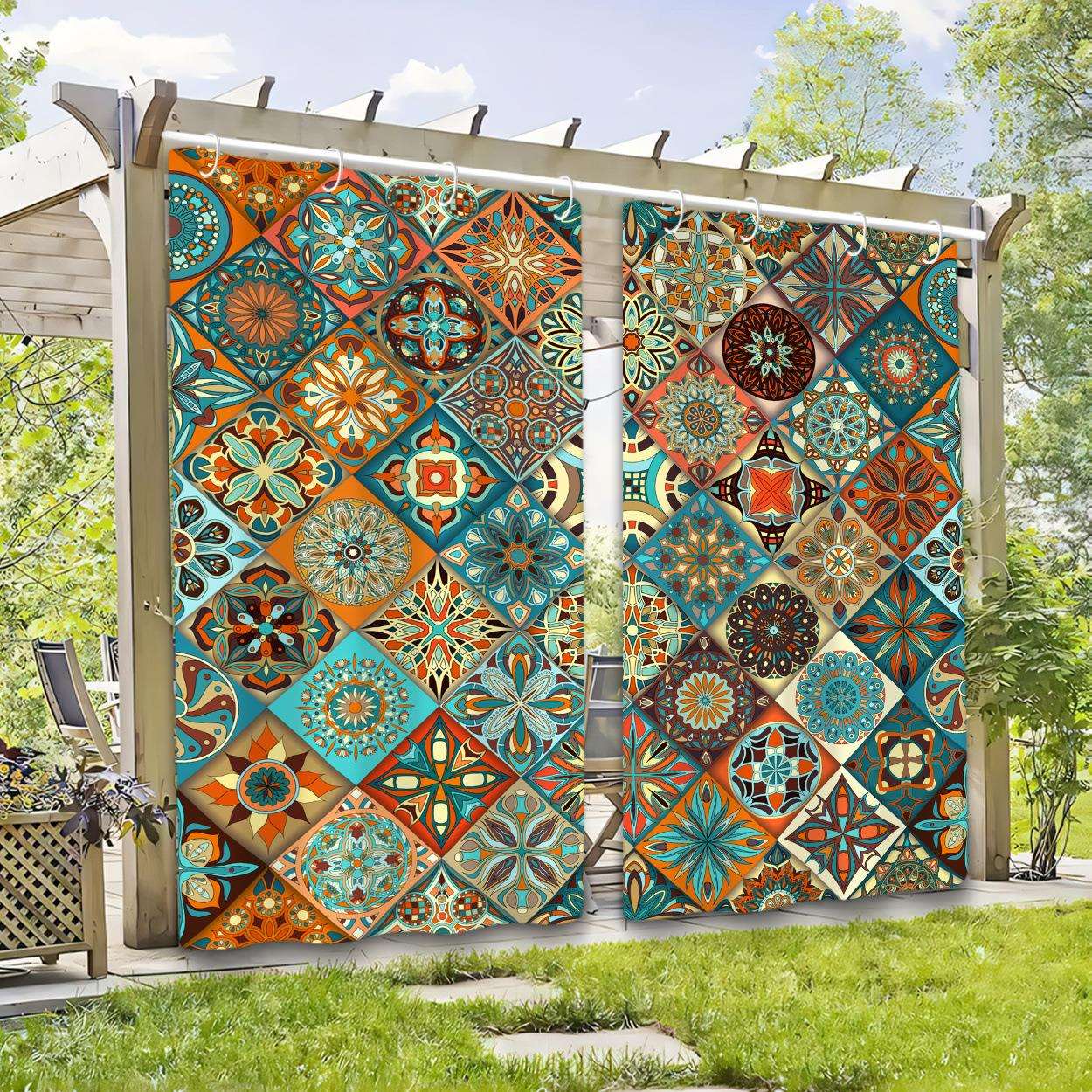 Y2JIT行李箱保护套2pcs Outdoor Hanging Curtain, Bohemian