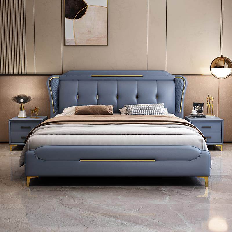 科技布床简约现代主卧高端大气1米8双人大床2米x2米2实木2025新款