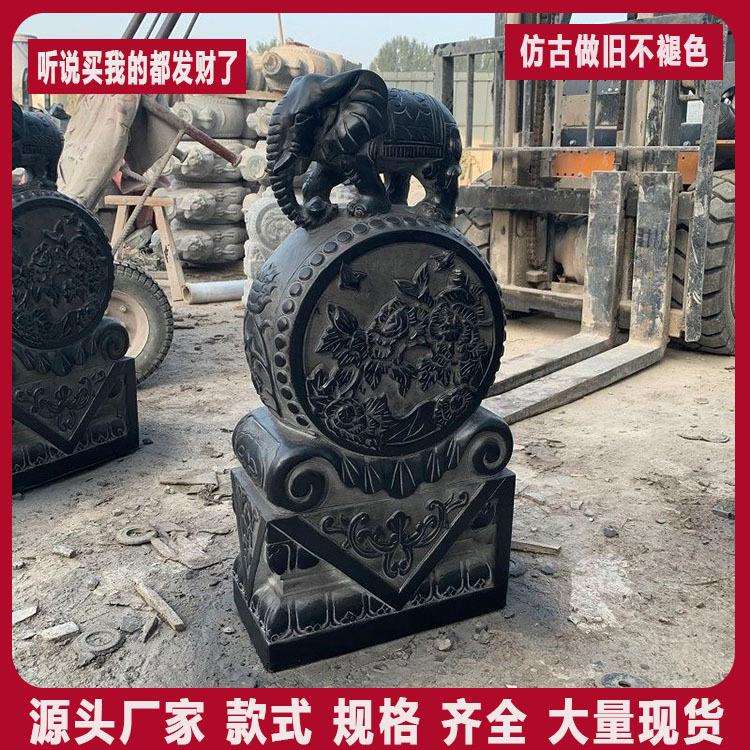 石雕抱鼓现货厂家供应庭院酒店门口小象摆件汉白玉青石仿古门墩石
