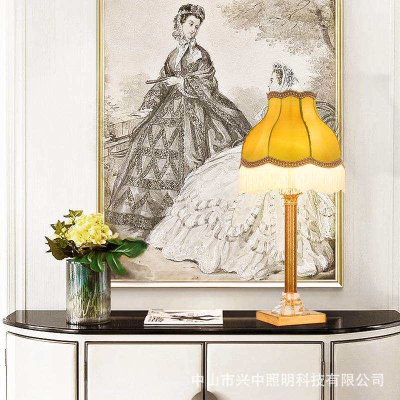 客厅欧式台灯别墅大厅酒店复古大气全铜灯具欧式创意奢华卧室台灯