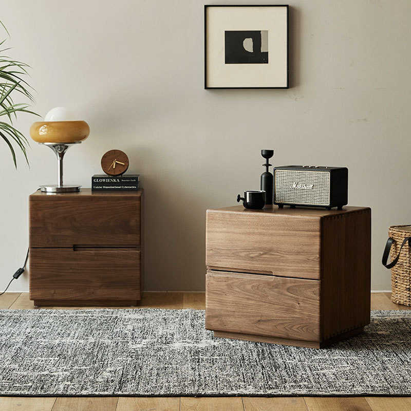 北美黑胡桃木全实木床头柜暗格床头柜现代简约卧室储物收纳床头柜