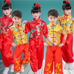 新款六一儿童演出服民族武术男女中国风鼓舞腰鼓队服装打鼓练功服
