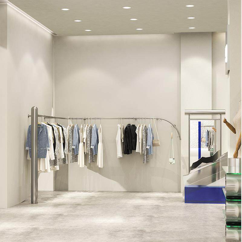 服装店展示架不锈钢新款货架陈列道具女装店简约时尚上墙壁挂衣架