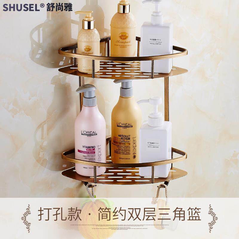 正品彷古太空铝角欧式置物架化妆室篮架浴室三双层转角三角架卫浴