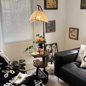 中古风卧室床头柜置物一体氛围灯法式 复古落地灯客厅沙发旁茶几灯