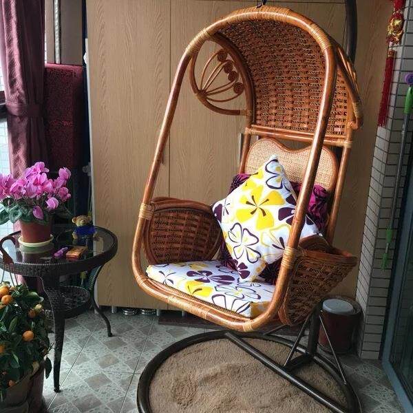 真藤吊篮藤吊摇床室内家用985懒摇椅阳椅台吊兰篮椅人子户外秋千