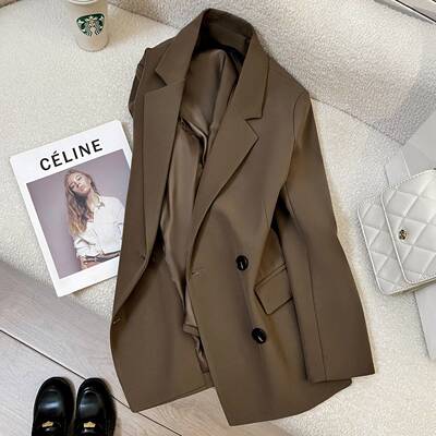 咖色西装外套女2026年春秋新款职业正装复古高级感宽松显瘦小西服