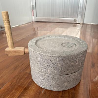 石磨桶磨小石磨家用小型幼儿园手动推磨盘机老式麻青石墨小磨子