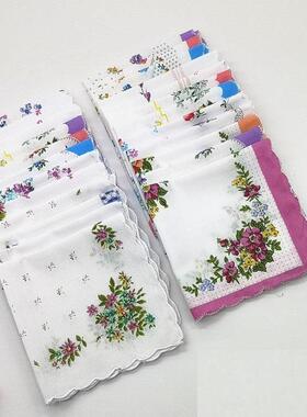 碎花 月牙边棉女士儿童汗巾老人手绢老式怀旧
