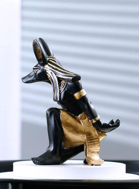 欧式创意树脂摆件 古埃及阿努比斯家用红酒架手机支架工艺品装饰