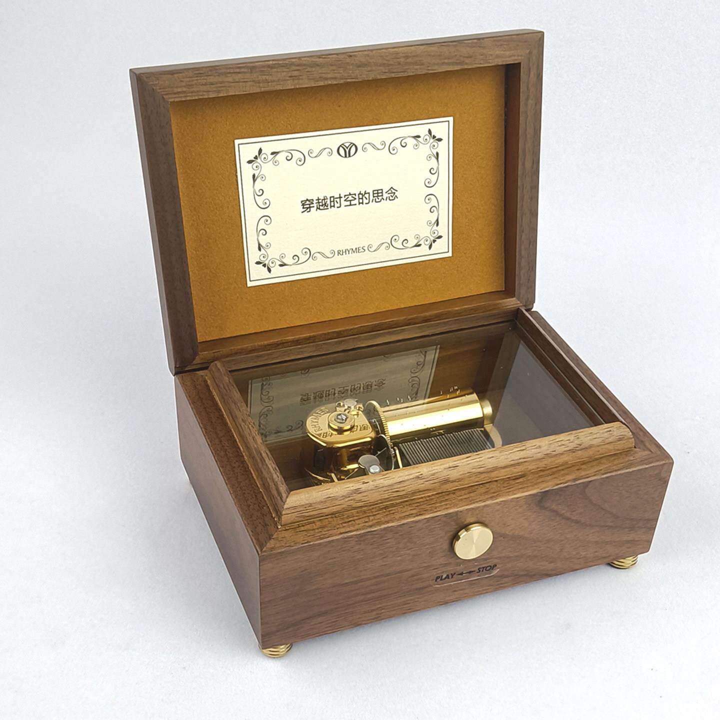 30音上发条手动雷曼士木质音乐盒定制歌曲照片曲目金属机械八音盒
