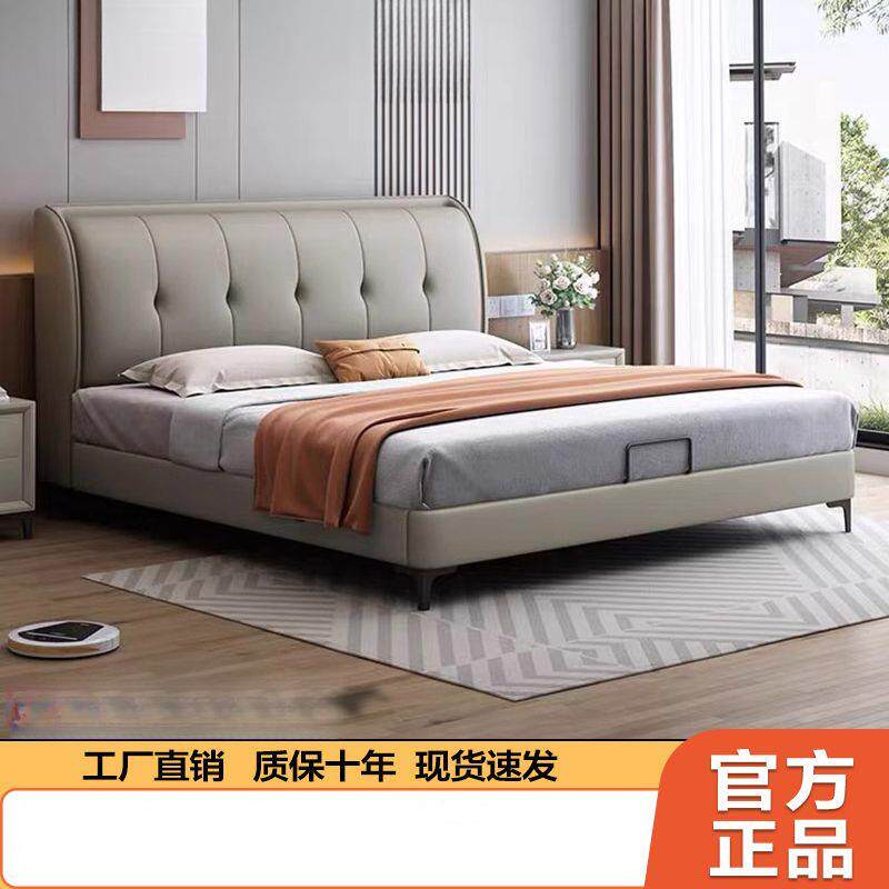现代简约主卧小户型1.8米双人床新款轻奢软包小户型储物布艺婚床