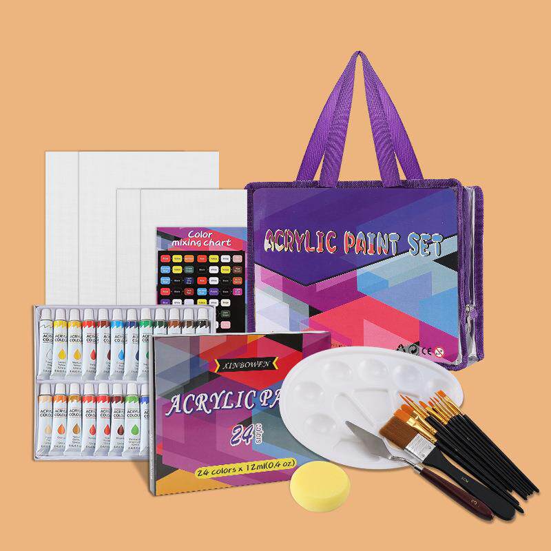 跨境儿颜童绘画套装43件套APR料印刷板术用画品学生美画画油画笔