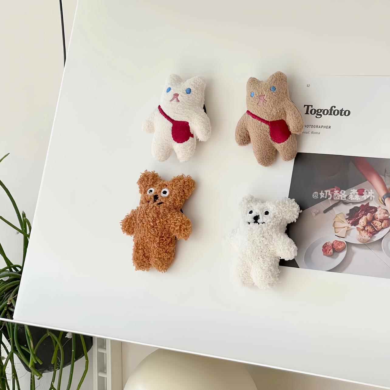 卡通毛绒小熊冰箱贴家居冰箱门装饰创意可爱玩偶磁吸贴缓冲防撞贴