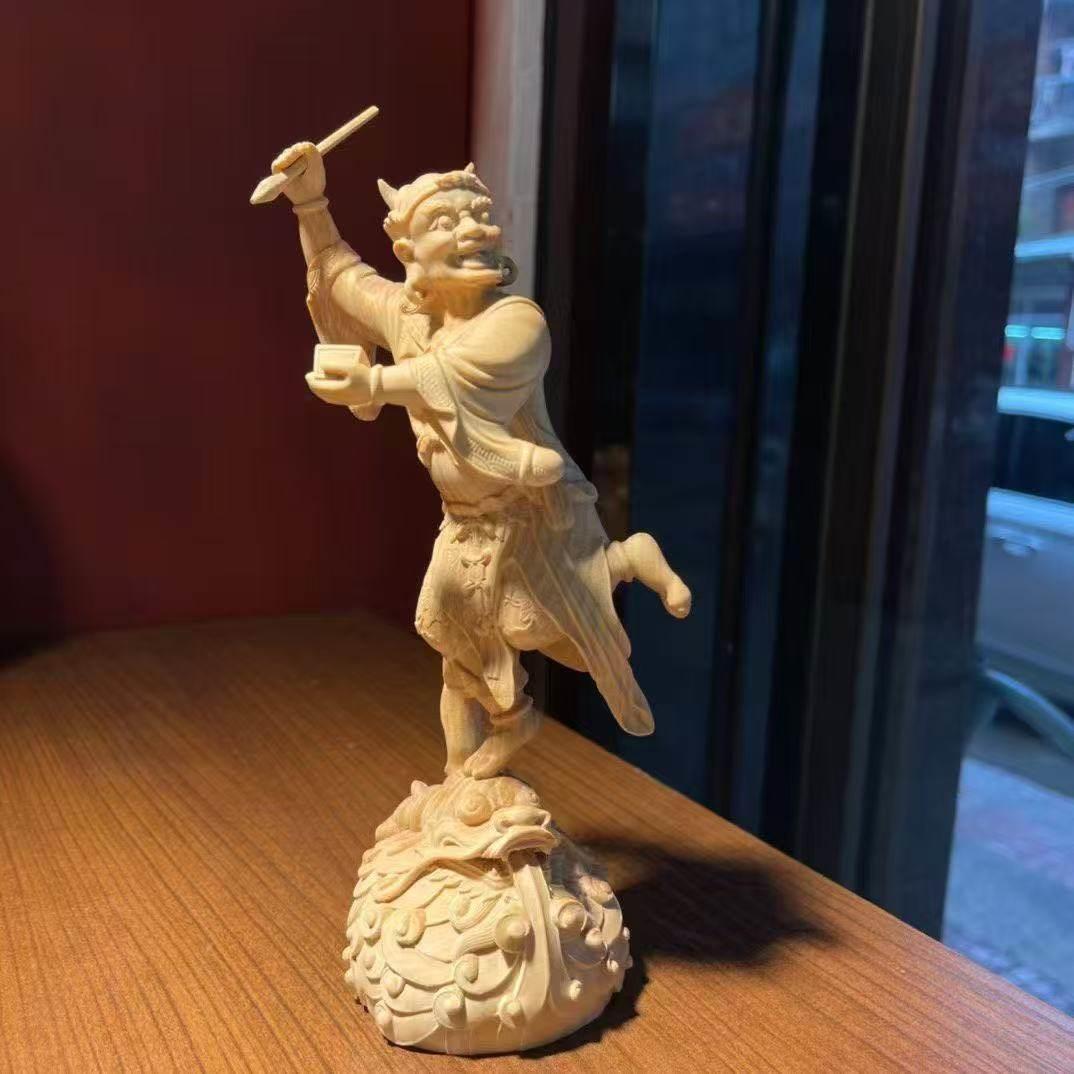 魁星点斗小摆件木雕实木雕刻黄杨木学子祝福家居饰品装饰金榜题名