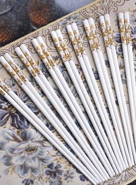 E128高档陶筷子套装骨瓷环保健康餐具创意瓷品过年公筷碗礼筷