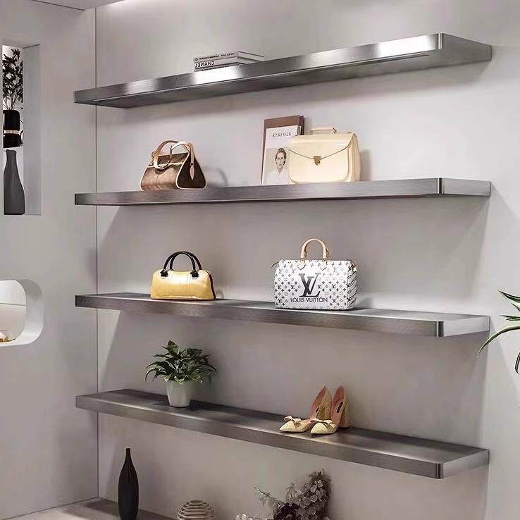 服装店鞋店包包展示架不锈钢上墙多层鞋柜陈列架直播间展示架简约
