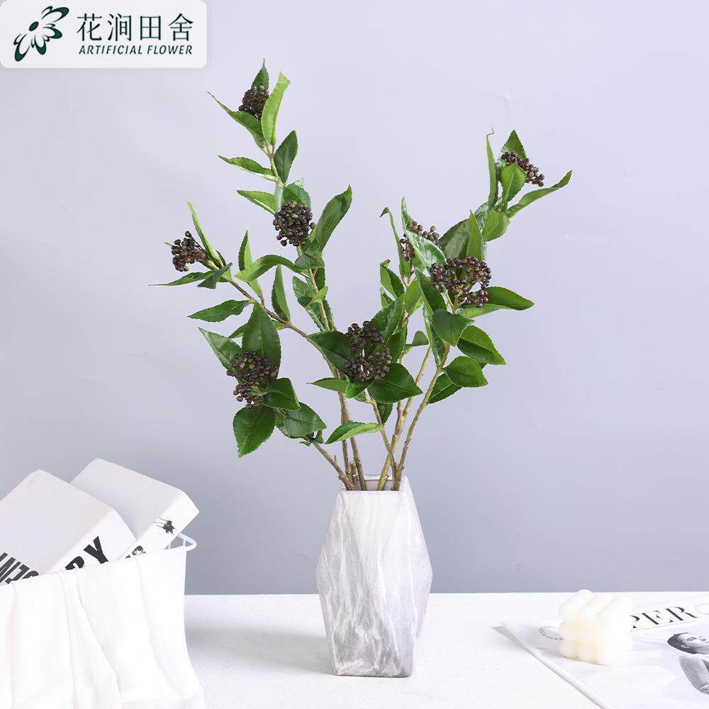仿真果实带叶豆豆果手感软胶米兰果摄影道具家居软装饰工程假花