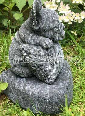 新款直销2021跨境新品狗狗抱枕欢迎语看门狗树脂工艺品摆件庭院装