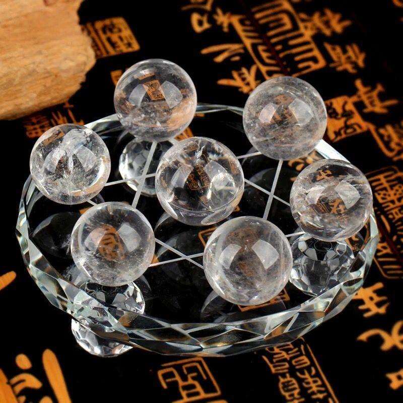 天然白水晶七星阵摆件 水晶工艺品 家居办公室装饰品