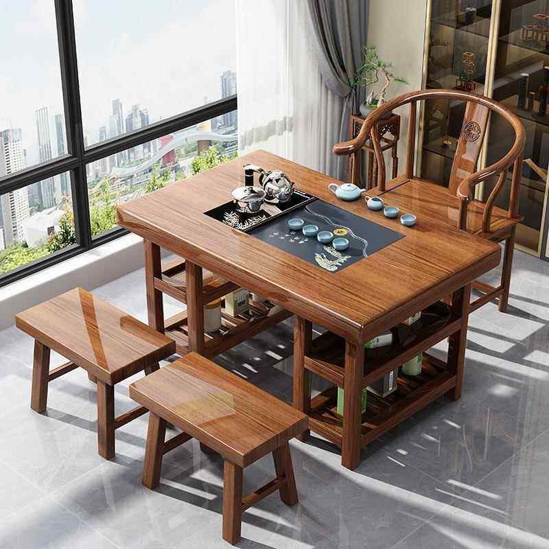 阳台茶桌椅组合新中式实木功夫茶几烧水壶一体小型客厅家用泡茶台