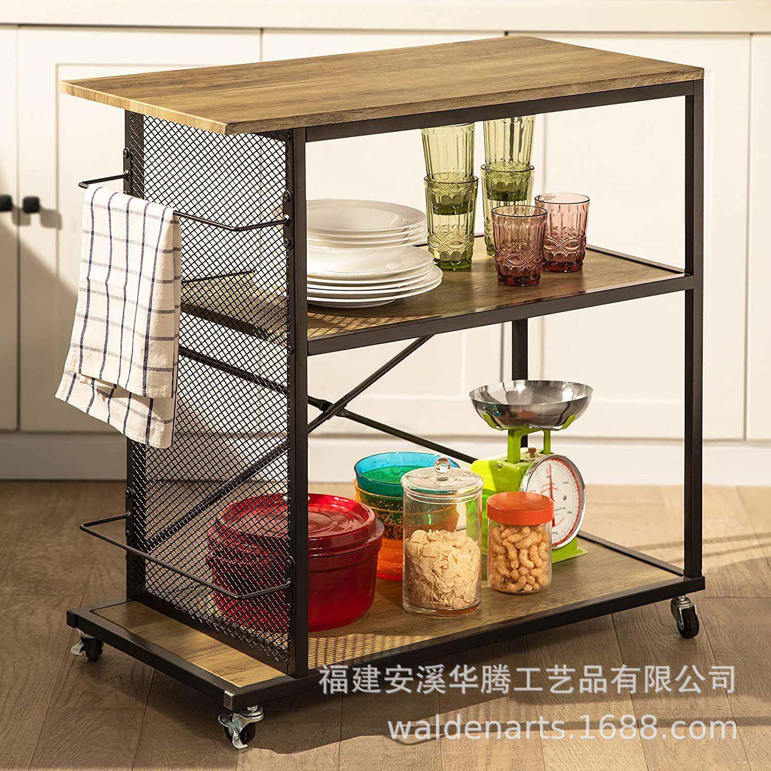 欧式酒水茶水车家用复古工业风酒杯架多功能餐车餐边柜收纳手推车