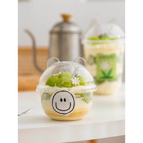 高颜值300/360ml甜品杯一次性杯子波波杯慕斯包装盒水果盒蛋糕打