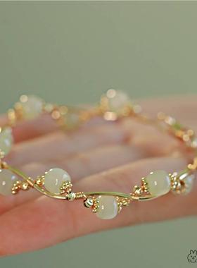 少儿新中式竹节铃兰花手串小众高级感女生精美手链古风手饰